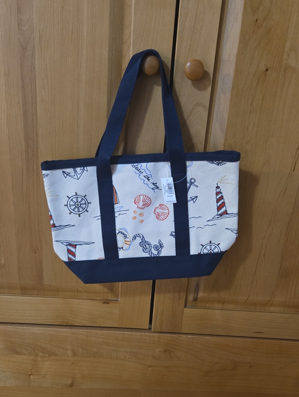 Old Navy Navy & Cream Nautical Canvas Mini Tote